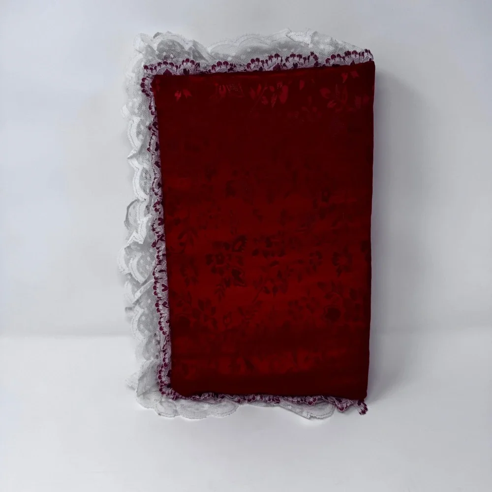 Vintage Red Satin Heart Lace Photo Album Floral Damask 3-Ring Binder Keepsake - Picture 10 of 10